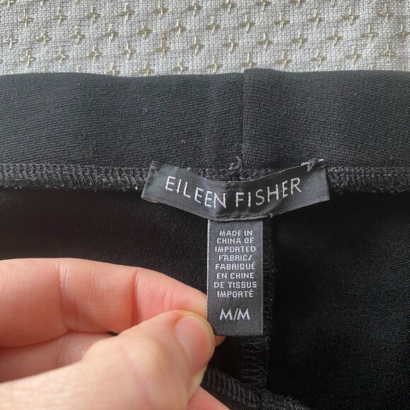 Eileen Fisher Black Pull On Pants Ankle Medium Rayon Nylon Spandex Blend Career - Picture 3 of 9